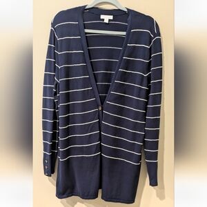 Charter Club  Navy Striped Long Women's Sweater ~ Sz PXL